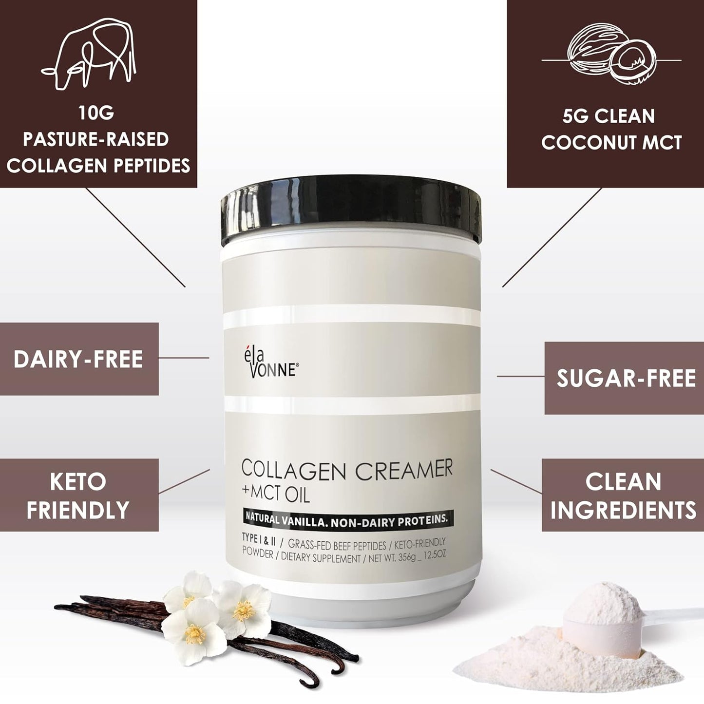 vanilla-collagen-creamer-with-mct-oil-for-coffee---grass-fed-protein-peptides---keto-paleo-friendly---supports-skin-joints-hair-nails---no-sugar---elavonne-2