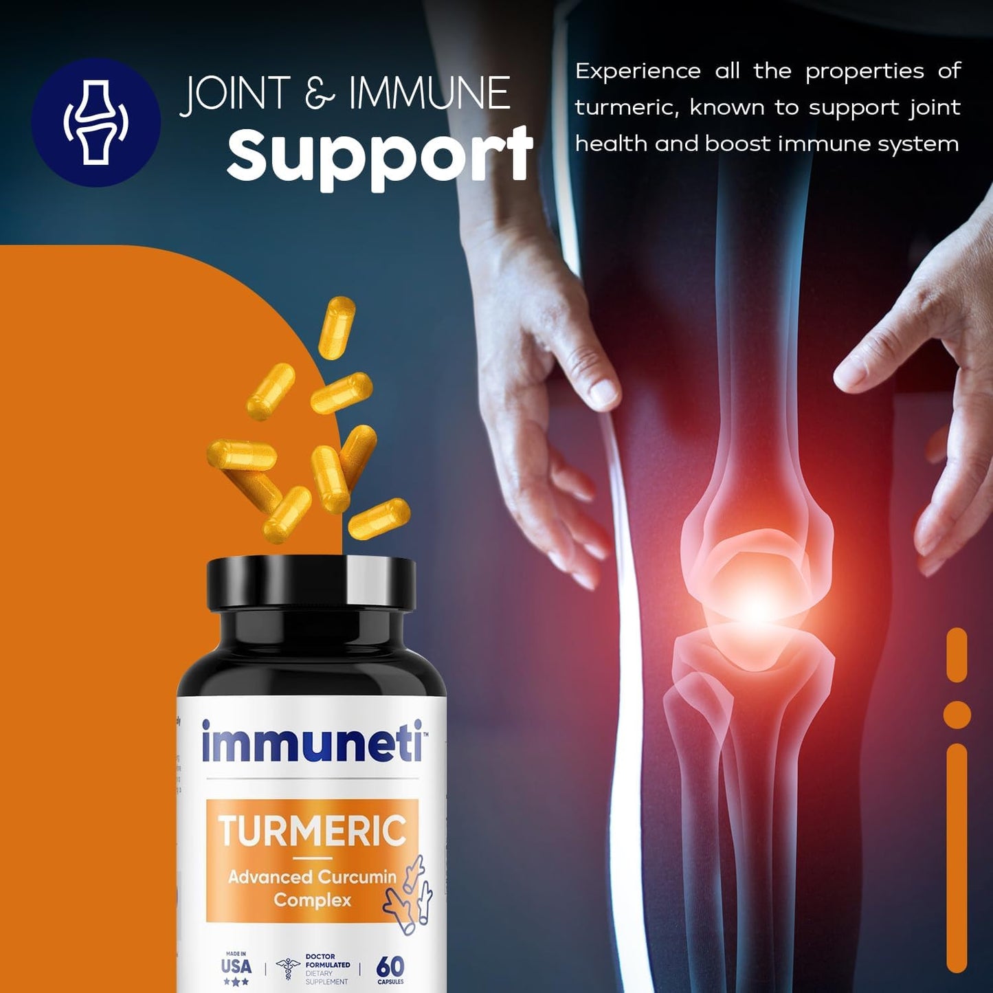 Turmeric Curcumin Complex Capsules - Immune Support Supplement with Advanced Formula for Overall Health - 60 Count - Espot.com.au