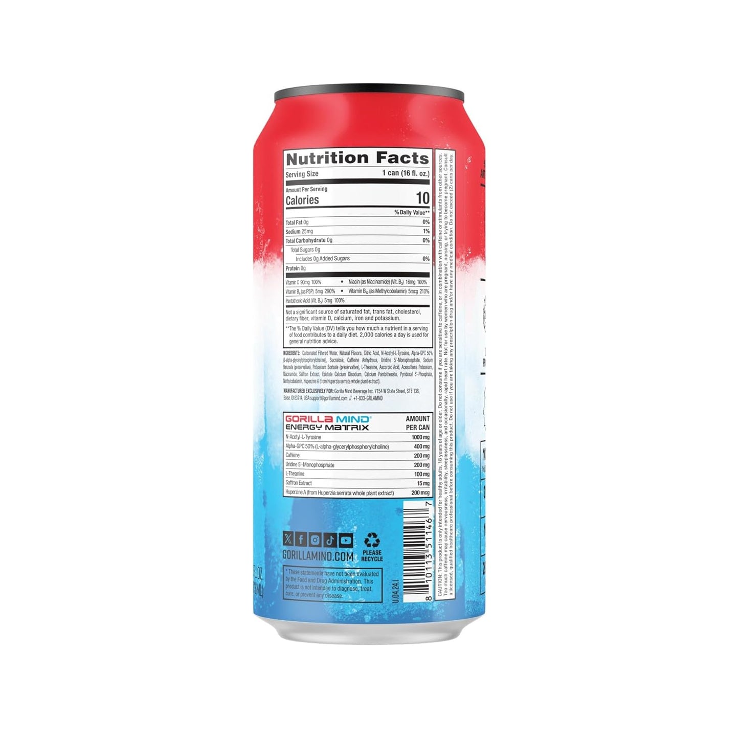 gorilla-mind-energy-drink-12-pack-bombsicle-flavor---boost-energy-and-focus-with-n-acetyl-l-tyrosine-alpha-gpc-200mg-caffeine-uridine-and-saffron---no-sugar-or-artificial-colors---16oz-cans-2