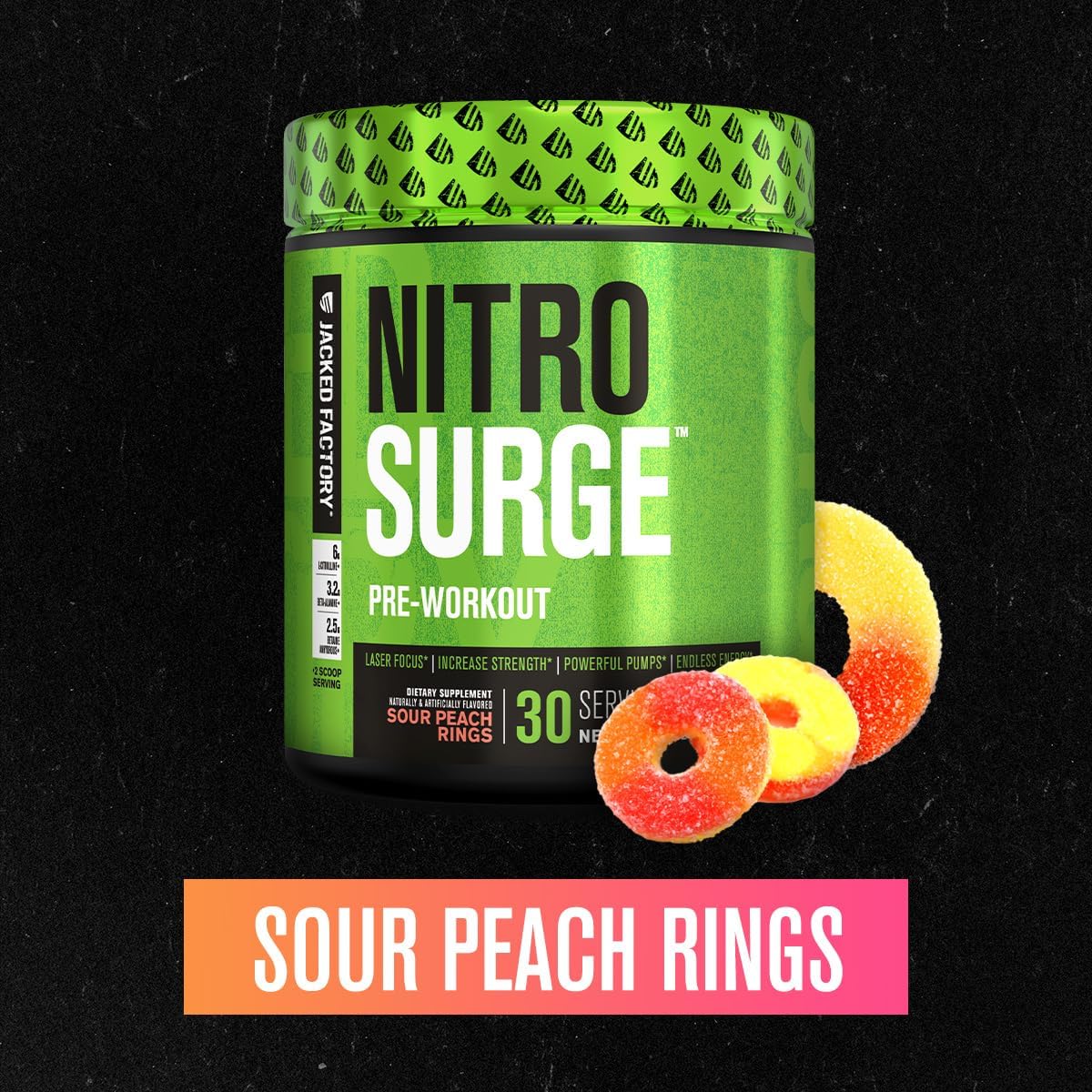 nitrosurge-pre-workout-supplement---boost-energy-strength-focus-pump---no-booster-beta-alanine-powder---30-servings-sour-peach-rings-2
