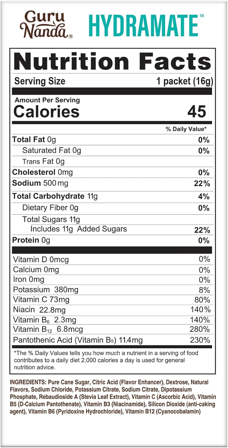Hydramate Electrolyte Powder Packets for Hydration & Energy Support - Natural Lemon Lime Flavor - 48 Count - No Added Sweeteners - Non-GMO - 0.56 oz Each - Espot.com.au