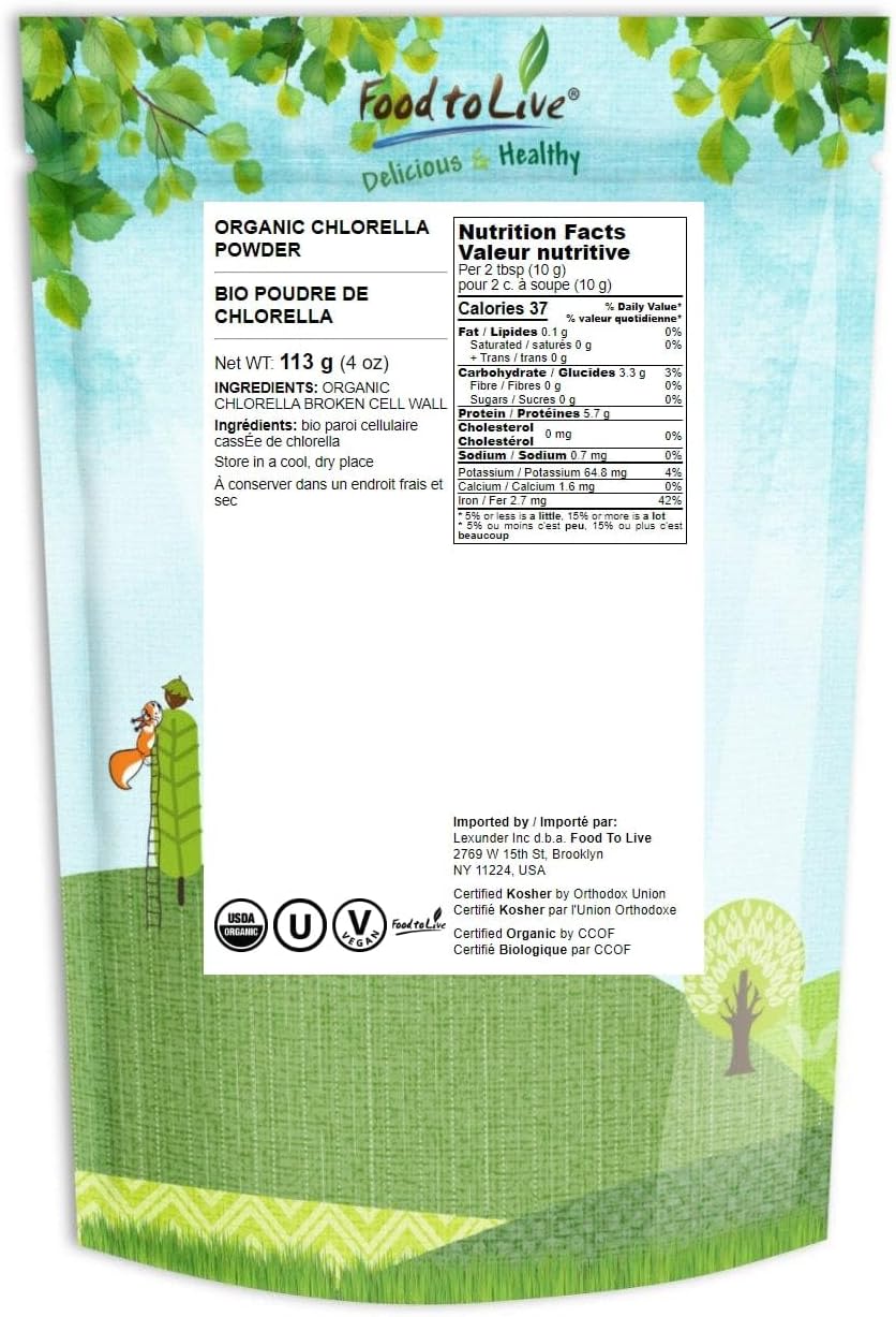 organic-chlorella-powder---non-gmo-vegan-superfood-rich-in-vitamins-minerals---4oz-bulk-pack-for-drinks---raw-green-algae---kosher-pure-vegan-protein-with-broken-cell-wall-technology-2