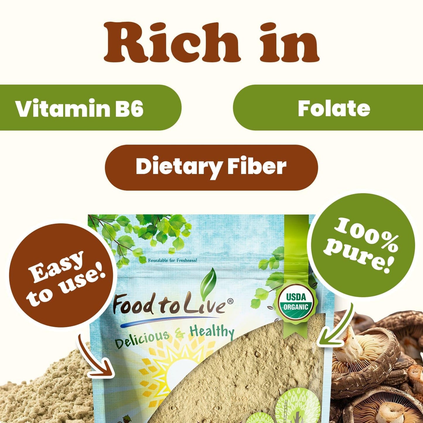 Organic Shiitake Mushroom Powder - 2 Pounds, Non-GMO, Kosher, Vegan Superfood with Dietary Fiber and Copper - Dried Shiitake Mushroom Powder - Espot.com.au