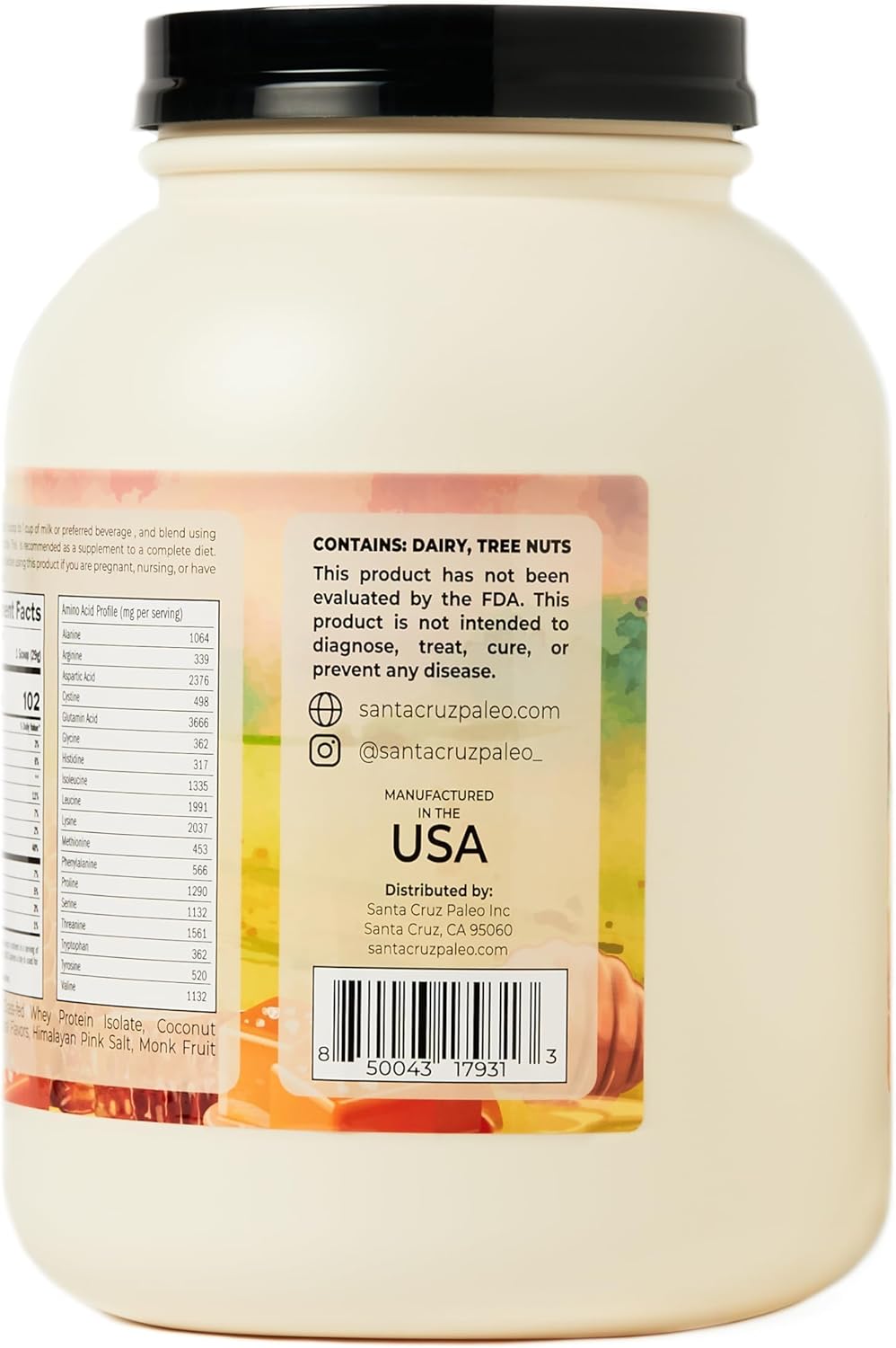 santa-cruz-paleo-whey-protein-powder---honey-salted-caramel-flavor---20g-grass-fed-whey-protein-isolate---gluten-free-keto-sugar-free---post-workout-muscle-support---50-servings---32-lb-tub-5