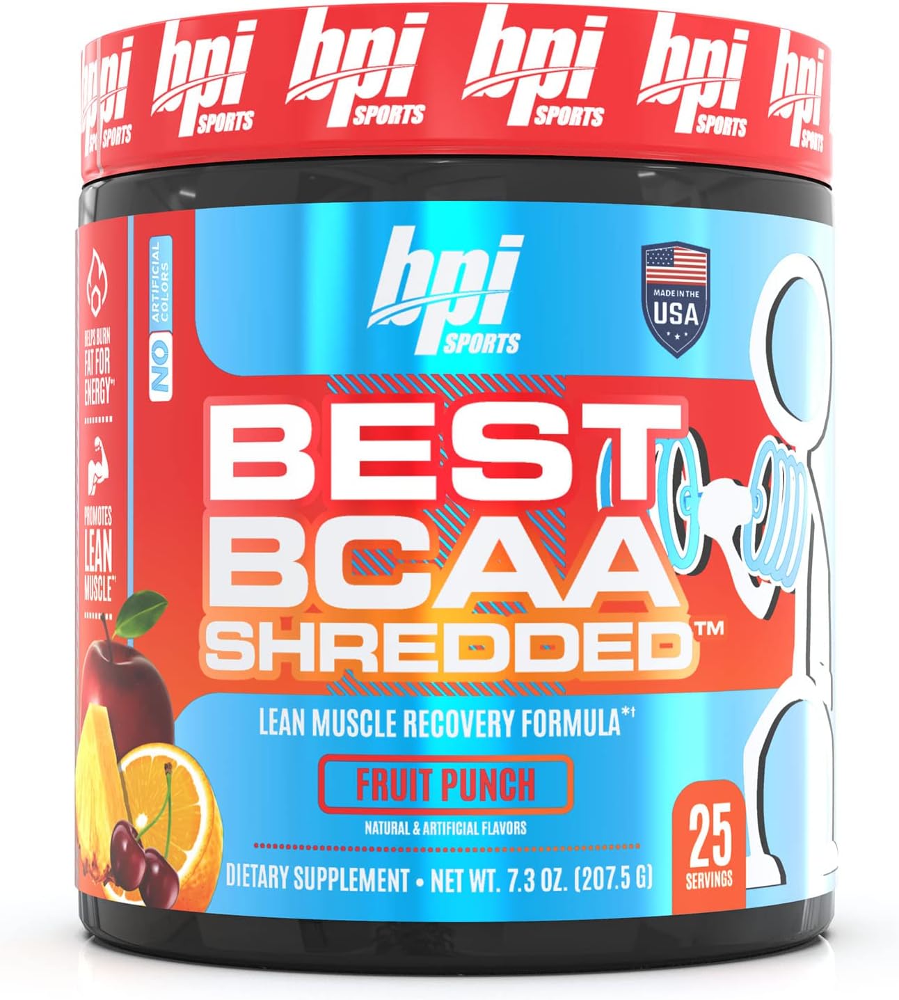 bpi-sports-best-bcaa-shredded-fruit-punch---caffeine-free-thermogenic-recovery-powder-for-lean-muscle-building-weight-loss-and-hydration---25-servings-97-oz-1