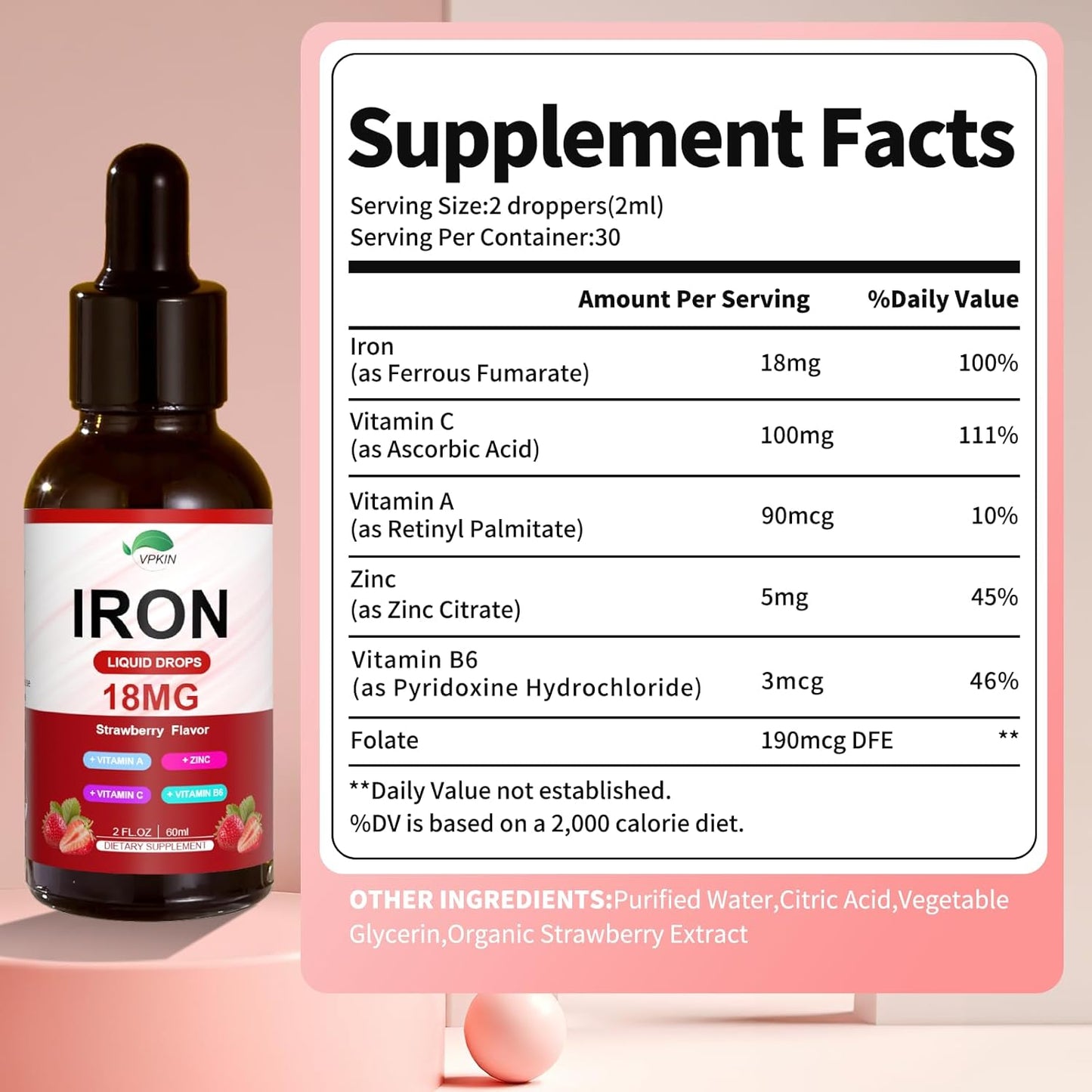 organic-liquid-iron-supplement-for-immune-support---vpkin-iron-complex-with-folate-vitamin-c-b12-for-fast-absorption---vegan-formula-for-women-men---strawberry-flavor-2-fl-oz-6