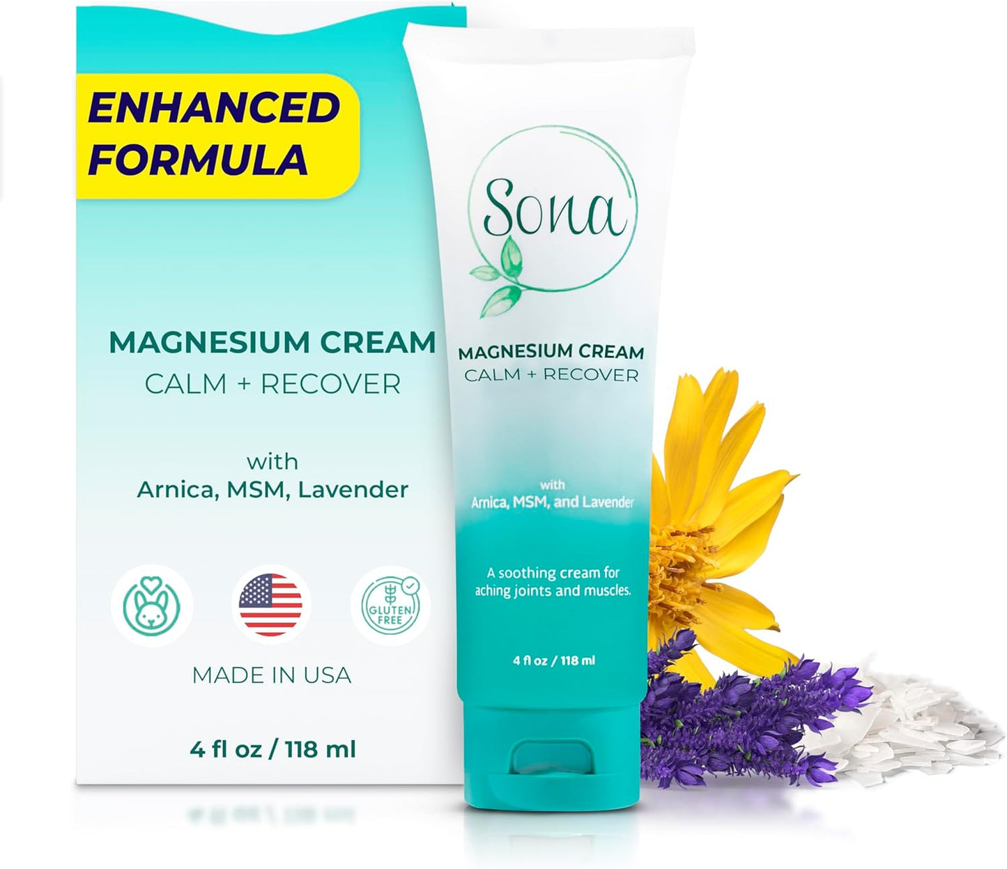 sona-calm-recover-magnesium-cream-with-arnica-msm-menthol-and-lavender---topical-lotion-for-sleep-aid-leg-cramps-pain-relief---4oz-9