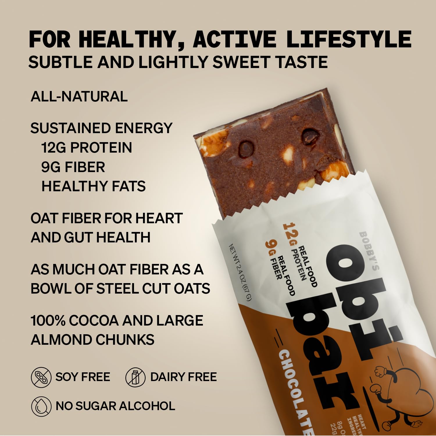 bobbys-obi-bar-chocolate---protein-and-oat-fiber-meal-bar-with-almond-chunks-24oz-12-pack---all-natural-low-glycemic-soy-and-dairy-free-2