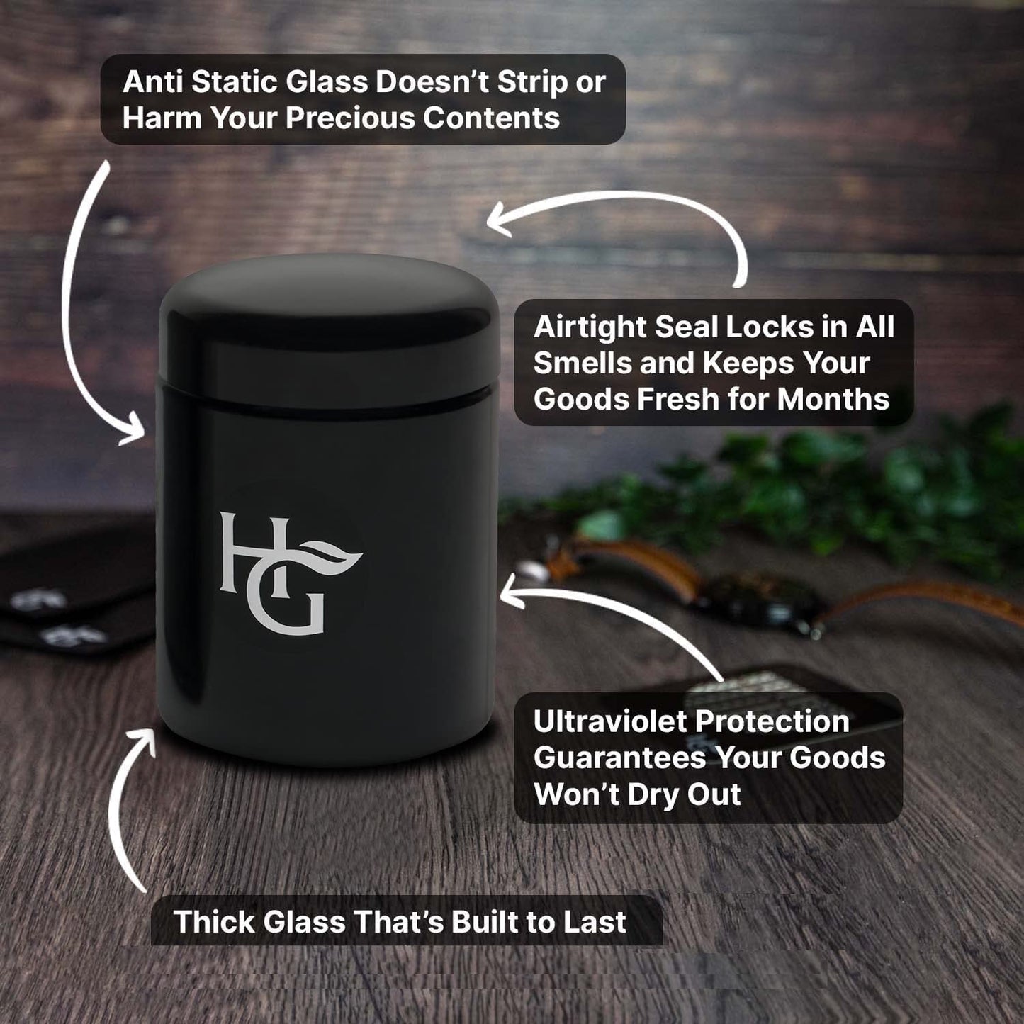 Airtight Herb Container with Humidity Pack - 250ml Smell Proof Jar for Half Oz Herbs, UV Protection for Freshness - Espot.com.au