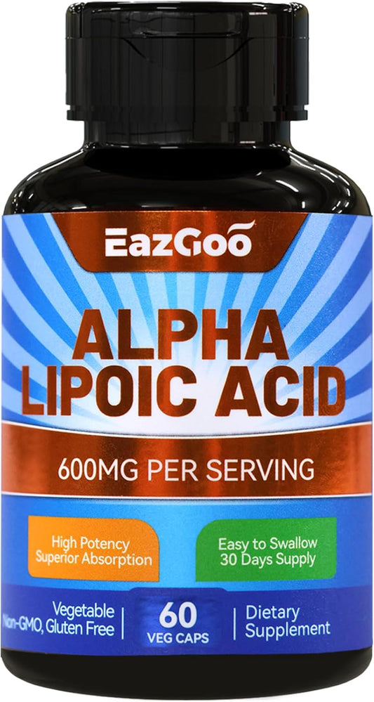Alpha Lipoic Acid Supplement - 600mg Per Serving - Vegan, Gluten Free & Non-GMO - 60 Vegetable Capsules - Espot.com.au