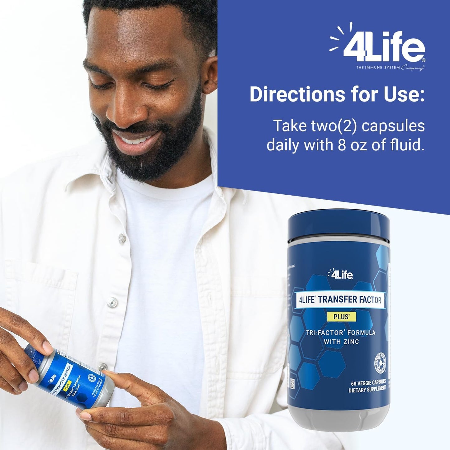 Transfer Factor Plus with Zinc, Super Mushroom Blend, Colostrum & Egg Yolk Extracts - 60 Capsules - Espot.com.au