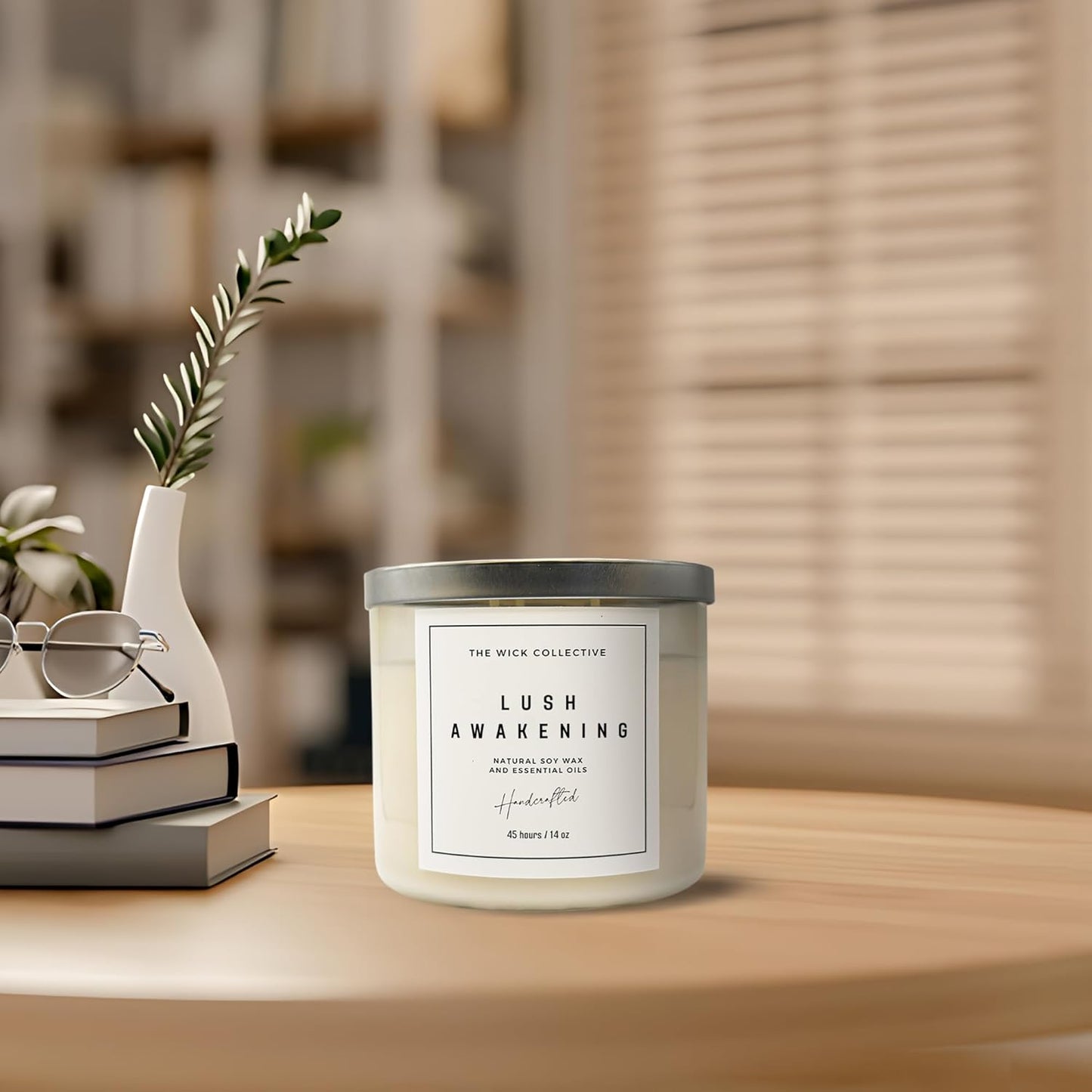 The Wick Collective Eucalyptus Mint 3-Wick Soy Candle - 14 oz Eco-Friendly Candle with Essential Oils - Long-Lasting 45-Hour Burn Time - Scented Candle in Glass Jar - Espot.com.au