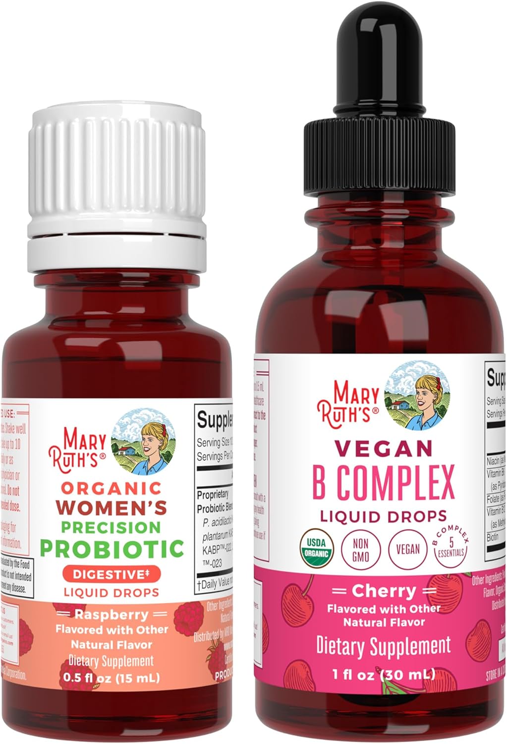 USDA Organic Women's Precision Probiotic & B Complex Drops - Raspberry & Cherry Flavors | Clean Label Project VerifiedĀ® | Boost Gut Health & Immunity with Vegan Formula | Non-GMO & Gluten Free - Espot.com.au