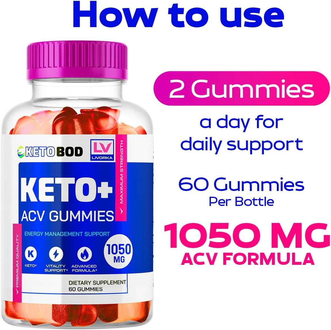 3 Pack Keto Bod ACV Gummies - 180 Gummies for 3 Months Supply - Keto Body and KetoBod ACV Gummies - Espot.com.au