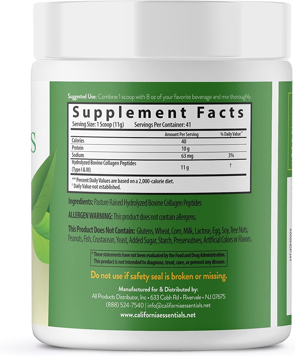california-essentials-collagen-peptides-16oz---hydrolyzed-type-i-iii-protein-powder-for-skin-hair-nails-joints---unflavored-supplement-gluten-free-non-gmo-3