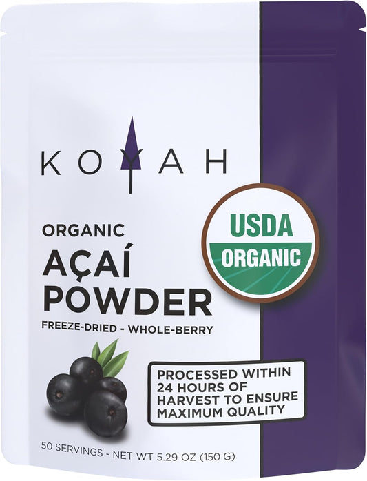 Organic Freeze-Dried Acai Powder from Brazil - 150g (50 Servings) - 100% Pure, No Citric Acid - Ideal for Smoothies & Bowls - Espot.com.au