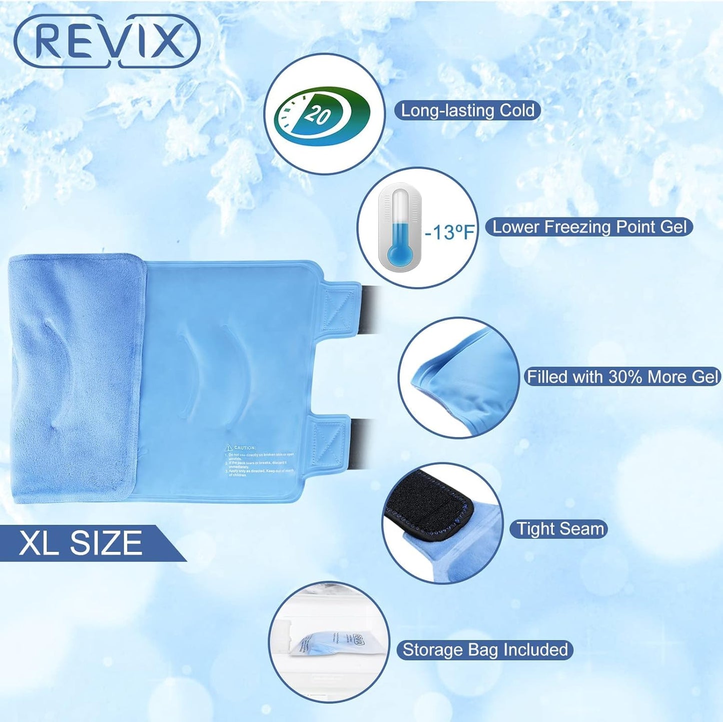 REVIX XL Knee Ice Pack Wrap for Knee Pain Relief and Leg Injuries - Reusable Gel Ice Wrap for Post-Surgery Recovery - Espot.com.au