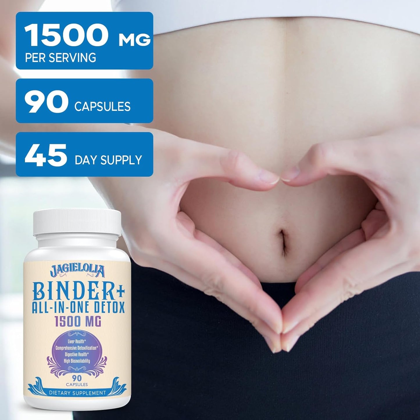 Detox Binder Supplement 1500 MG - High Bioavailability for Liver & Gut Cleanse - Activated Charcoal, Zeolite & Bentonite Clay - 90 Vegan Capsules - Espot.com.au
