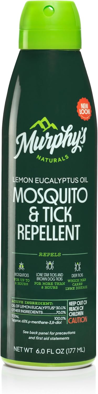 Murphy's Naturals Lemon Eucalyptus Oil Insect Repellent Mist 2-Pack - DEET-Free, Plant-Based Formula for Skin and Gear - Mosquito and Tick Repellent - 6 oz Continuous Spray - Espot.com.au