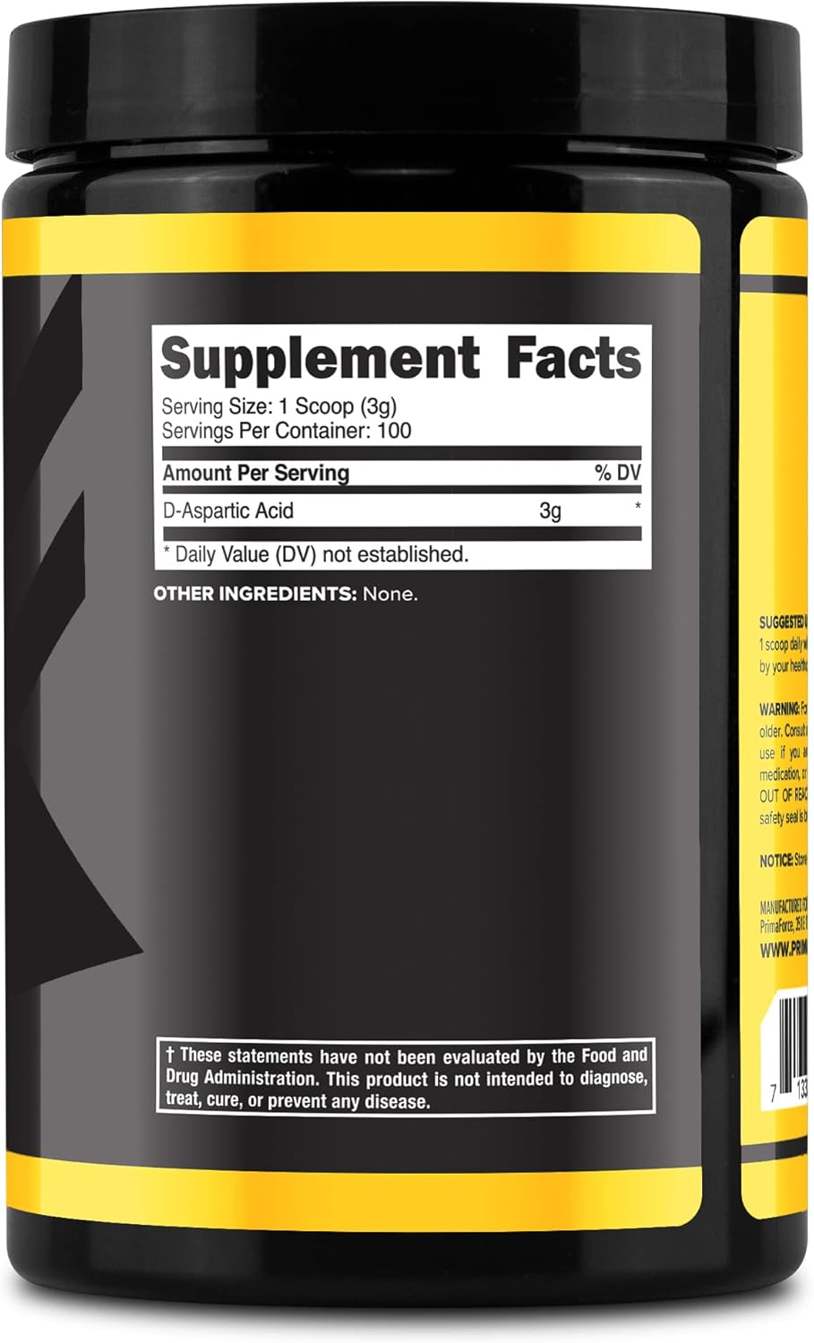 300 Grams Primaforce D-Aspartic Acid Powder - 100 Servings, Unflavored, Vegetarian, Non-GMO Supplement - Espot.com.au