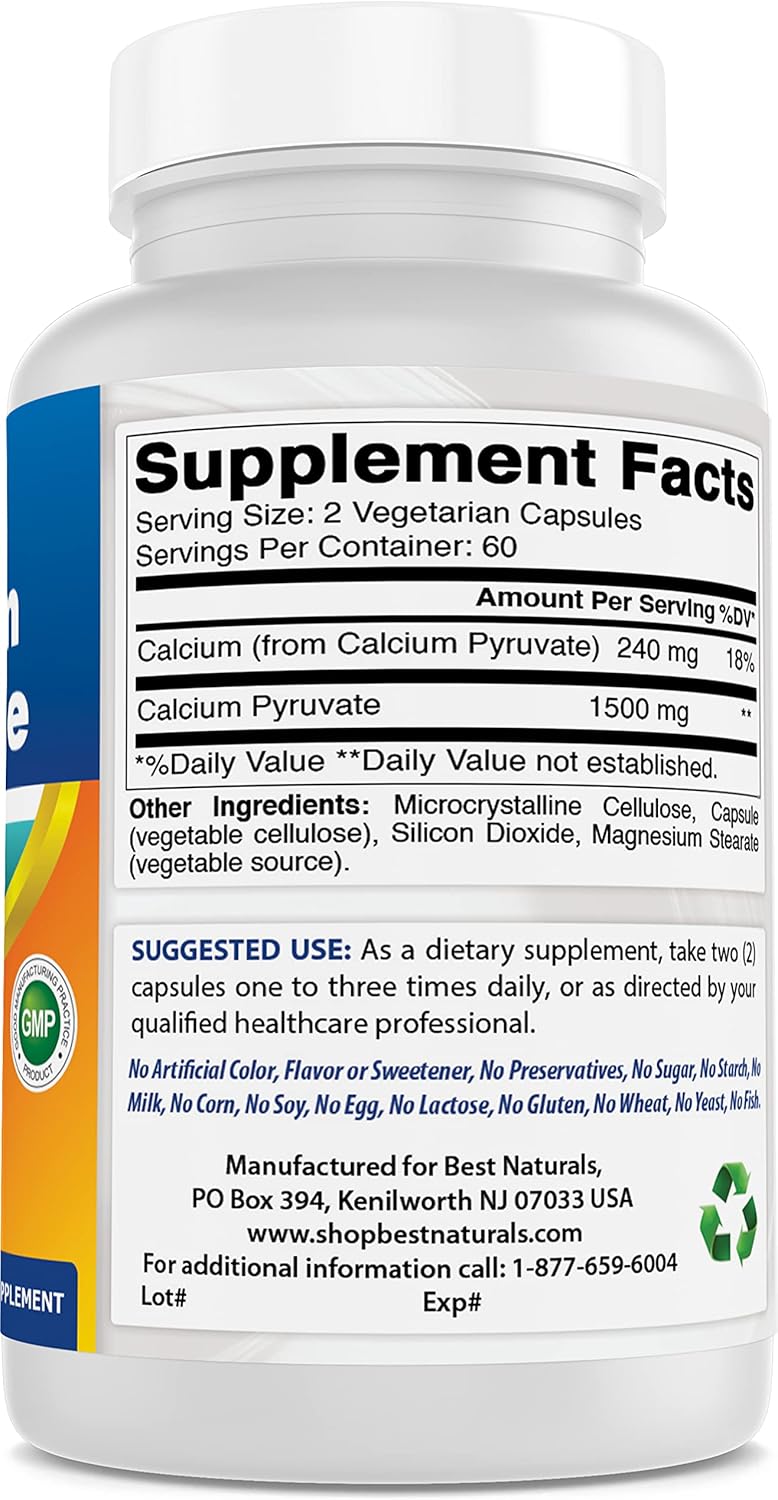 2 Pack Calcium Pyruvate 750mg 120 Capsules - Best Naturals Formula for Weight Management and Energy Support - Espot.com.au