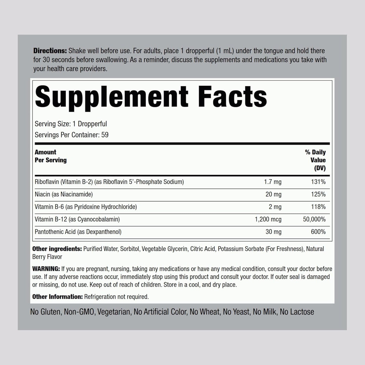 Piping Rock Vitamin B Complex Liquid Drops 2 Fl Oz | Sublingual Tincture Supplement with B12 | Berry Flavor for Women and Men | Vegetarian, Non-GMO, Gluten Free - Espot.com.au