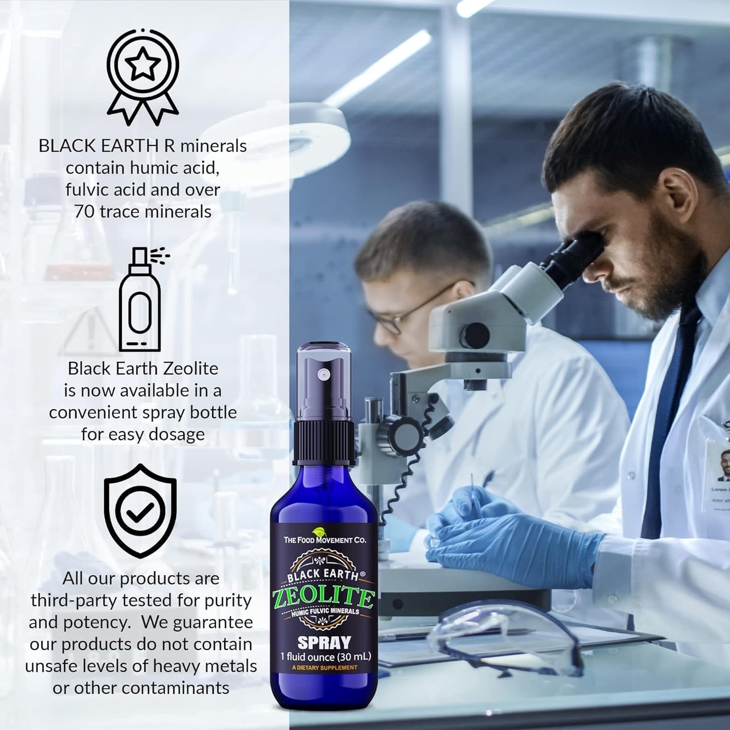 Black Earth Zeolite with Humic Fulvic Acids, Trace Minerals Liquid Supplement - Supports Gut Health, Immune System, Digestion, & Elimination - 1oz Pump Spray for Adults & Kids (2 Pack) - Espot.com.au