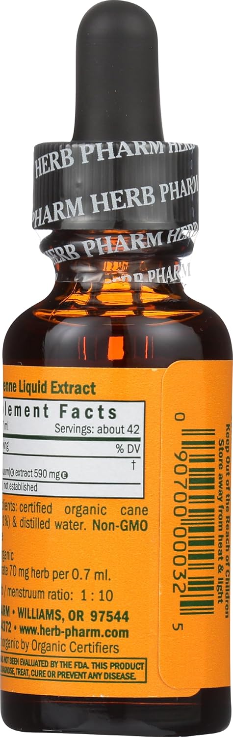 Organic Cayenne Extract by HERB PHARM - 1 Fluid Ounce - Premium Quality Spice Supplement for Health and Wellness - Espot.com.au