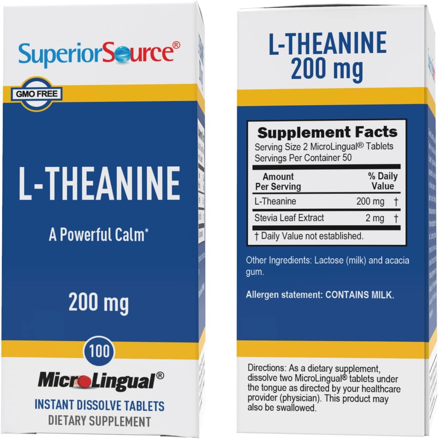 High-Quality L-Theanine 200 mg Tablets for Relaxation and Sleep Support - 100 Ct - Non-GMO - MicroLingual Instant Dissolve Technology - Espot.com.au