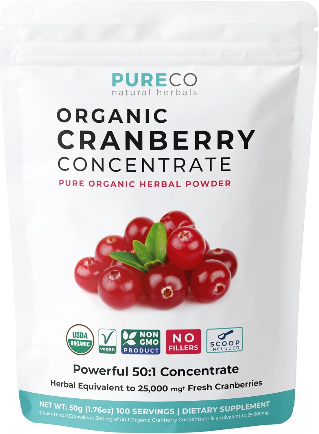 Organic Cranberry Concentrate Powder for Kidney Cleanse & UTI Support - Equivalent to 25,000mg Fresh Cranberries - Women's Vitamins - 100 Servings - Espot.com.au