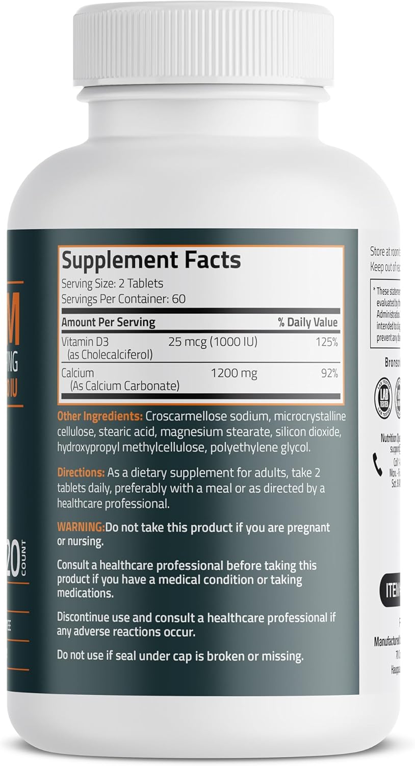 high-potency-bronson-calcium-with-vitamin-d3---1200mg-per-serving-1000-iu-non-gmo---120-tablets-2