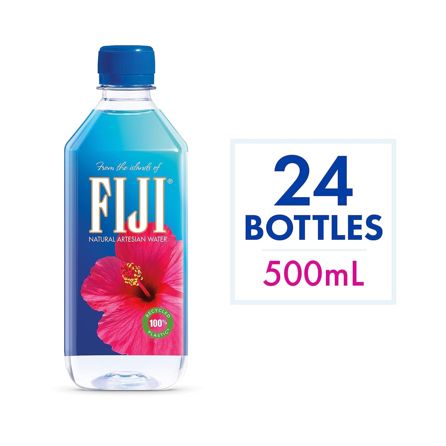 Pack of 24 FIJI Natural Artesian Bottled Water 500mL with 100% Natural Electrolytes - 16.9 Fl Ounce - Espot.com.au