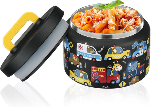 8oz-kids-thermo-stainless-steel-small-lunch-container-for-hotcold-food---easy-open-wide-mouth-thermos-for-preschool-travel---black-animal-truck-design-1