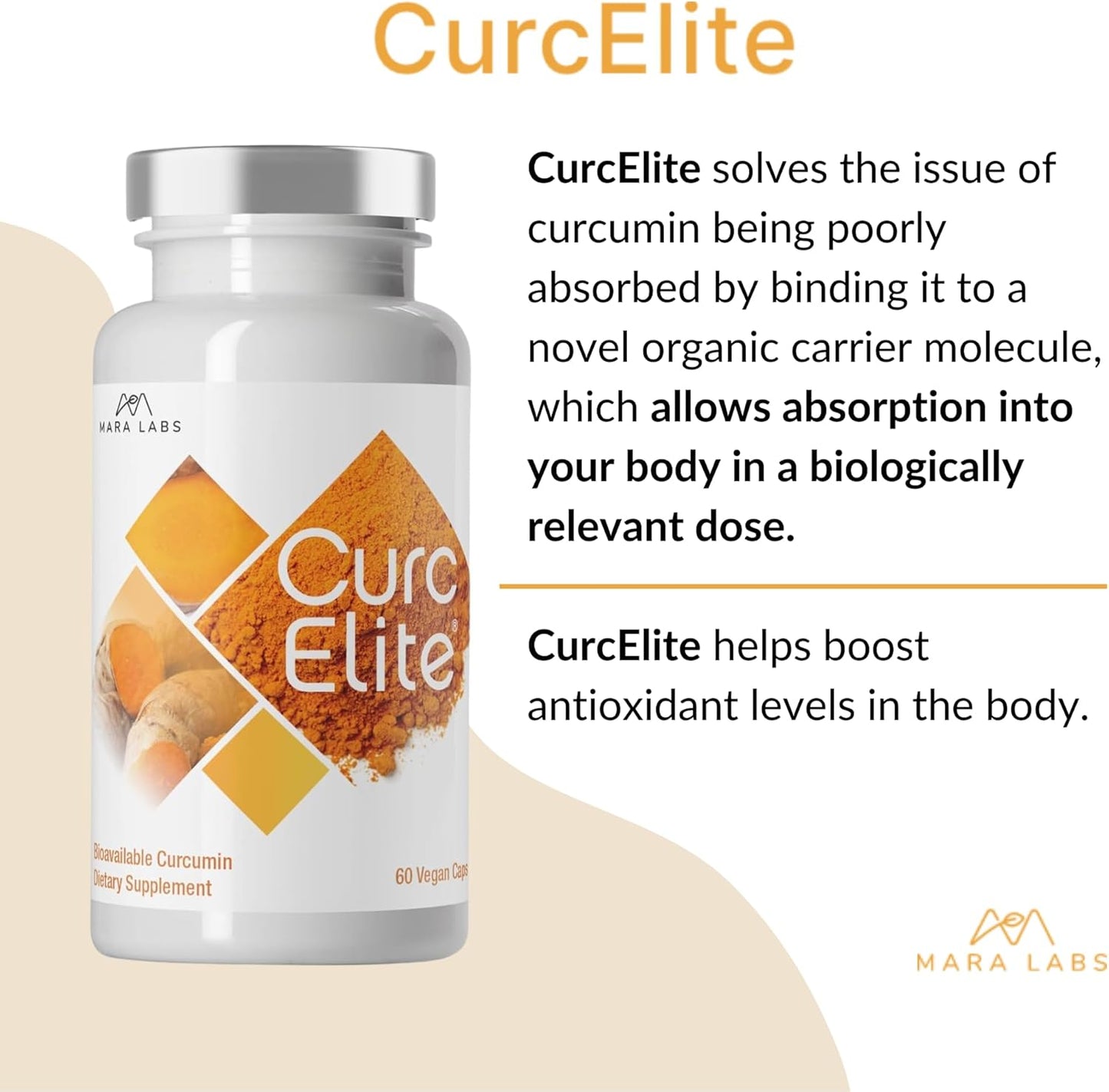 Mara Labs CurcElite Turmeric Extract - 95% Curcuminoids, Vegan, Non-GMO - 30 Servings - Espot.com.au