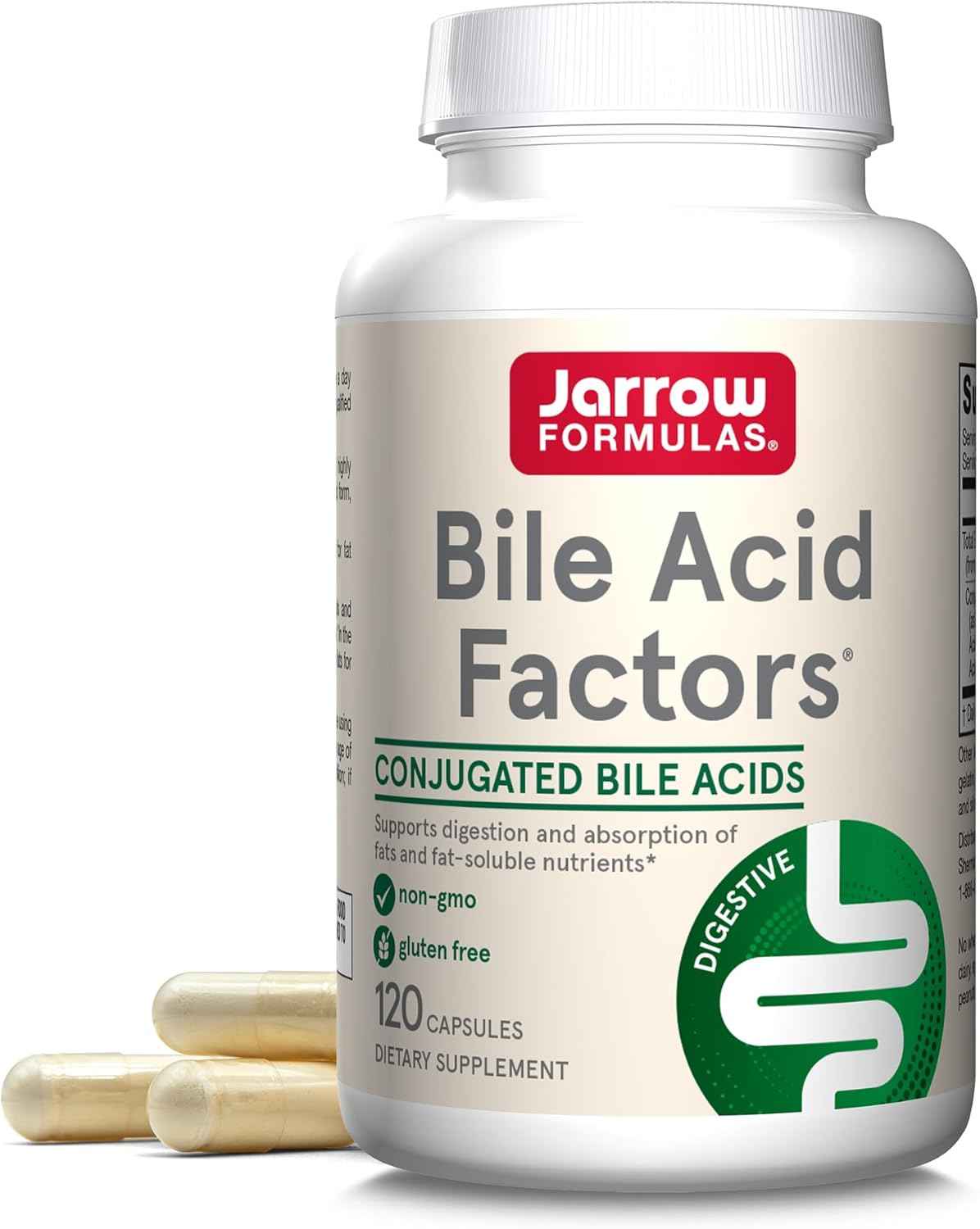 Digestive Support Supplement with Conjugated Bile Acids - 1000mg, 120 Capsules - Jarrow Formulas Bile Acid Factors for Fat Absorption & Nutrient Absorption
