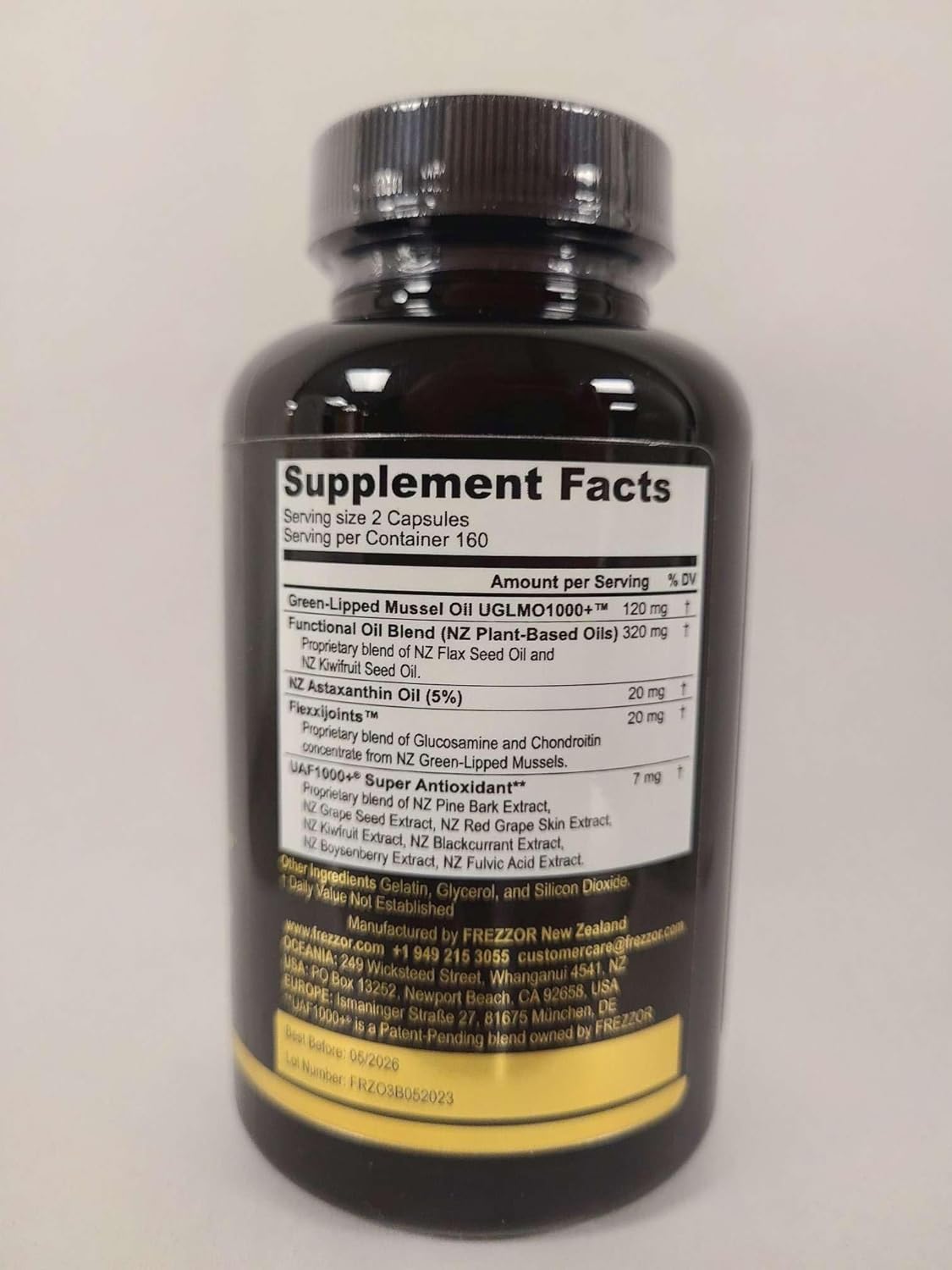 320 Count FREZZOR Omega 3 Black Capsules with Green Lipped Mussel Oil - Joint Care & Heart Support - Made in New Zealand - UAF1000+ - No Fishy Aftertaste - Immune Relief - 1 Pack - Espot.com.au