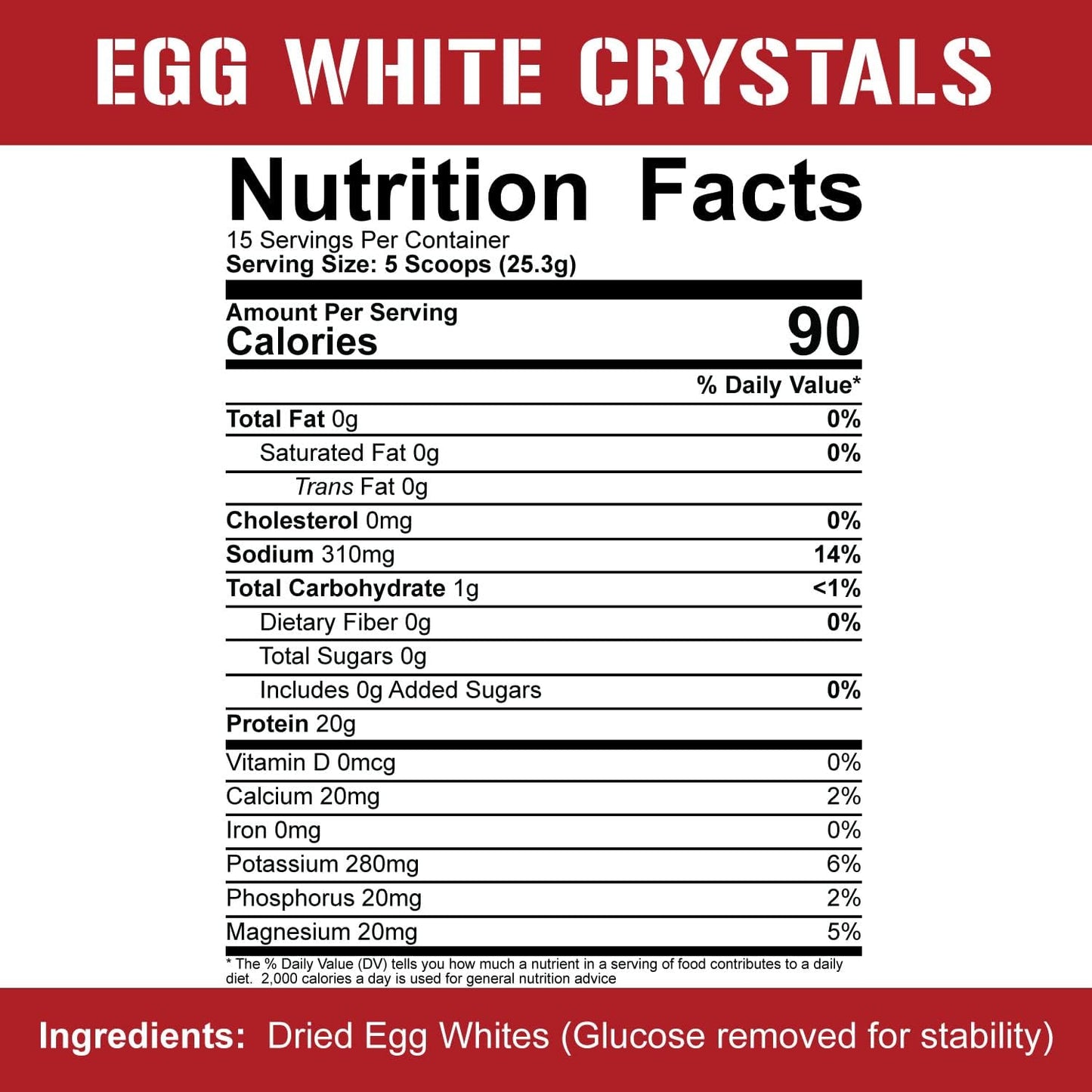 5% Nutrition Egg White Crystals - Pure Egg White Protein Powder 20g Protein - Easy Mix & Store - 0.84lbs, 15 Servings - Espot.com.au