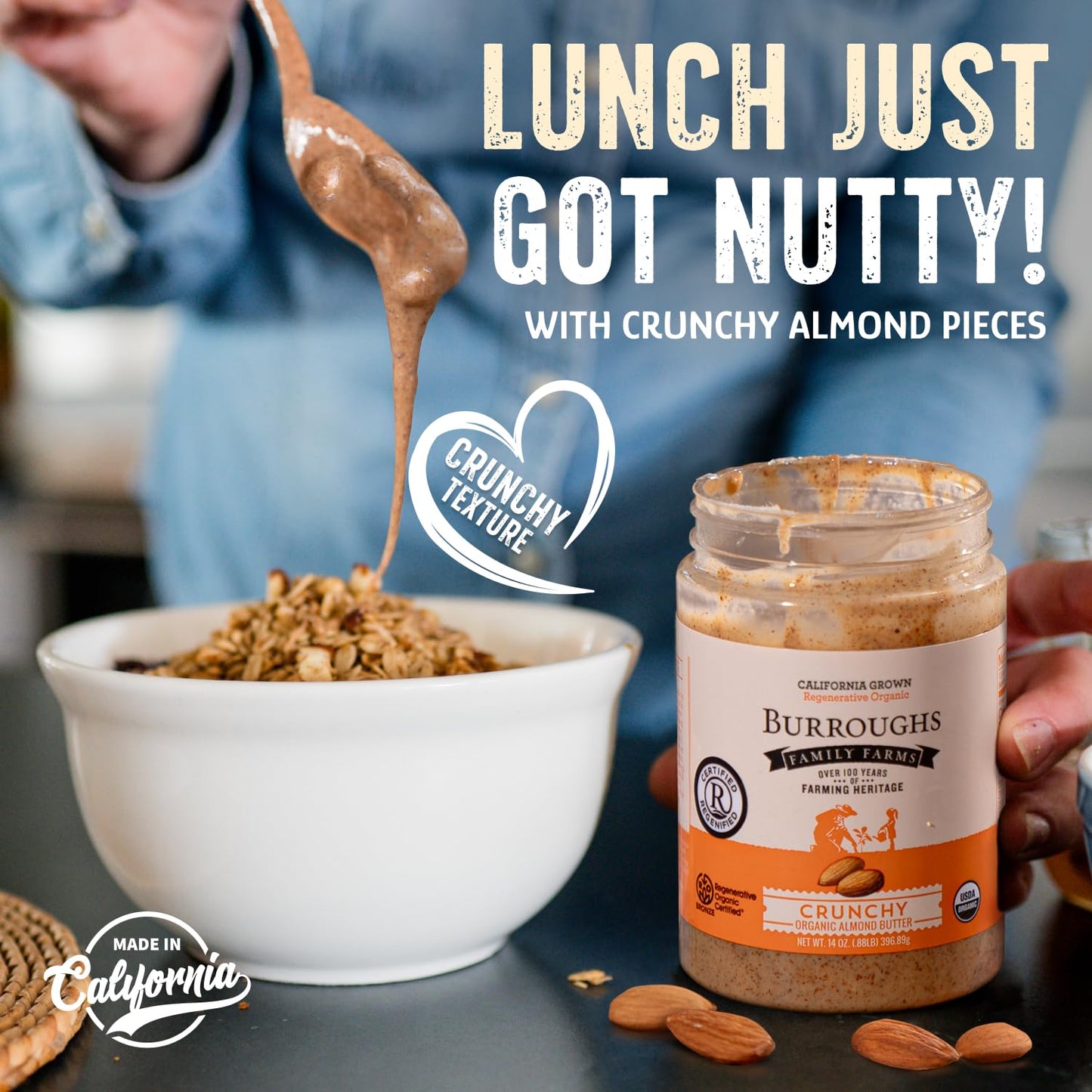 organic-crunchy-almond-butter-14-oz---regenerative-organic-certified-farm---high-antioxidants-vitamin-b---gluten-free-non-gmo-vegan---almond-nut-butter-7