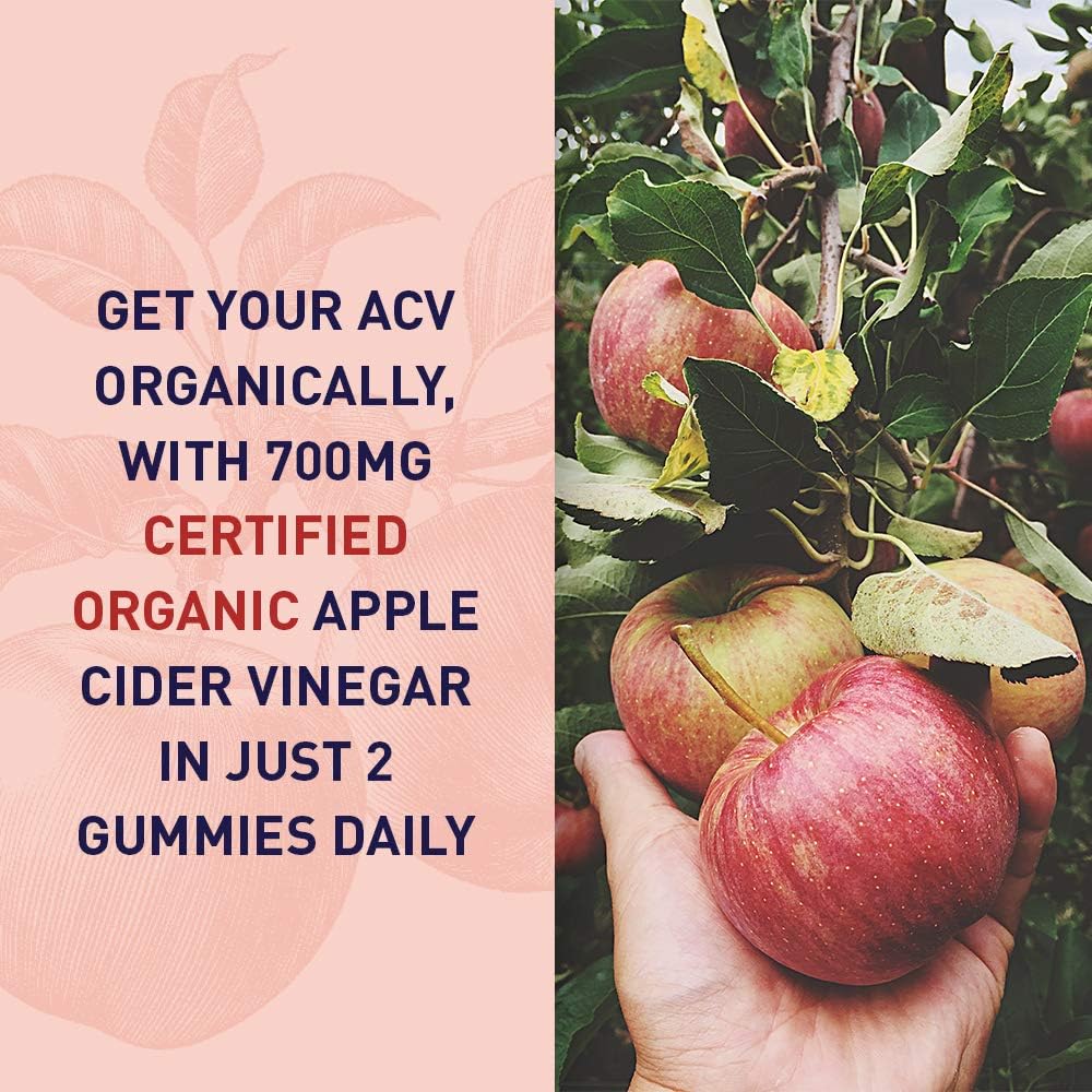 Organic Apple Cider Vinegar Probiotic Gummies with Vitamin B12 - Vegan & Non-GMO Digestion Support - 60 Gummies, 2 Billion CFUs - Espot.com.au