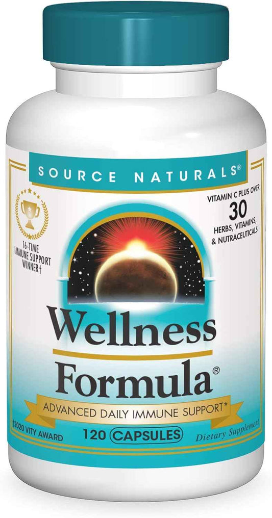 Advanced Immune Support Supplement - 120 Capsules for Immunity Boost & Wellness Formula with Vitamins and Herbal Defense by Source Naturals
