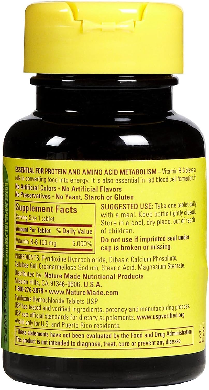 100-ct-nature-made-vitamin-b6-100-mg-tablets---high-potency-b6-supplement-for-energy-metabolism-support-2