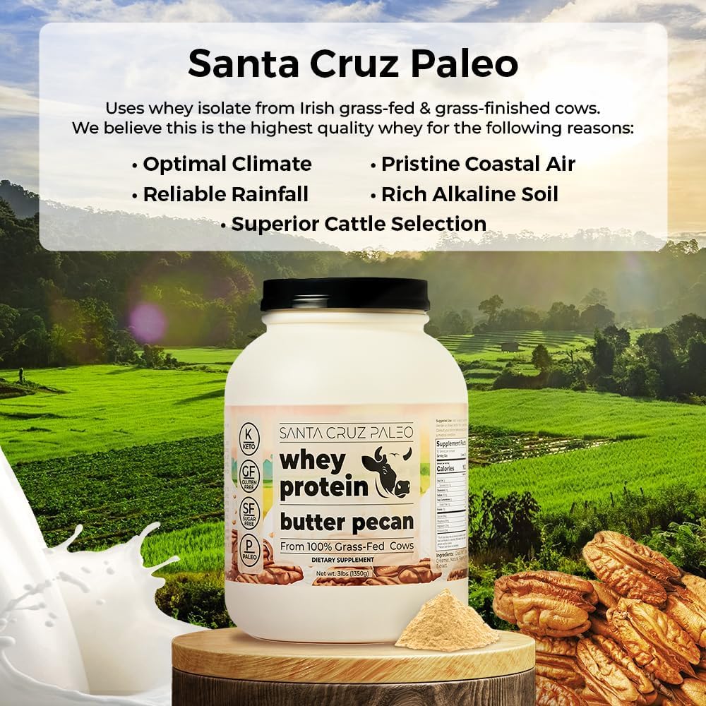 santa-cruz-butter-pecan-paleo-whey-protein-powder---20g-grass-fed-isolate---gluten-free-keto-sugar-free---natural-post-workout-support---50-servings-32-lb-tub-2