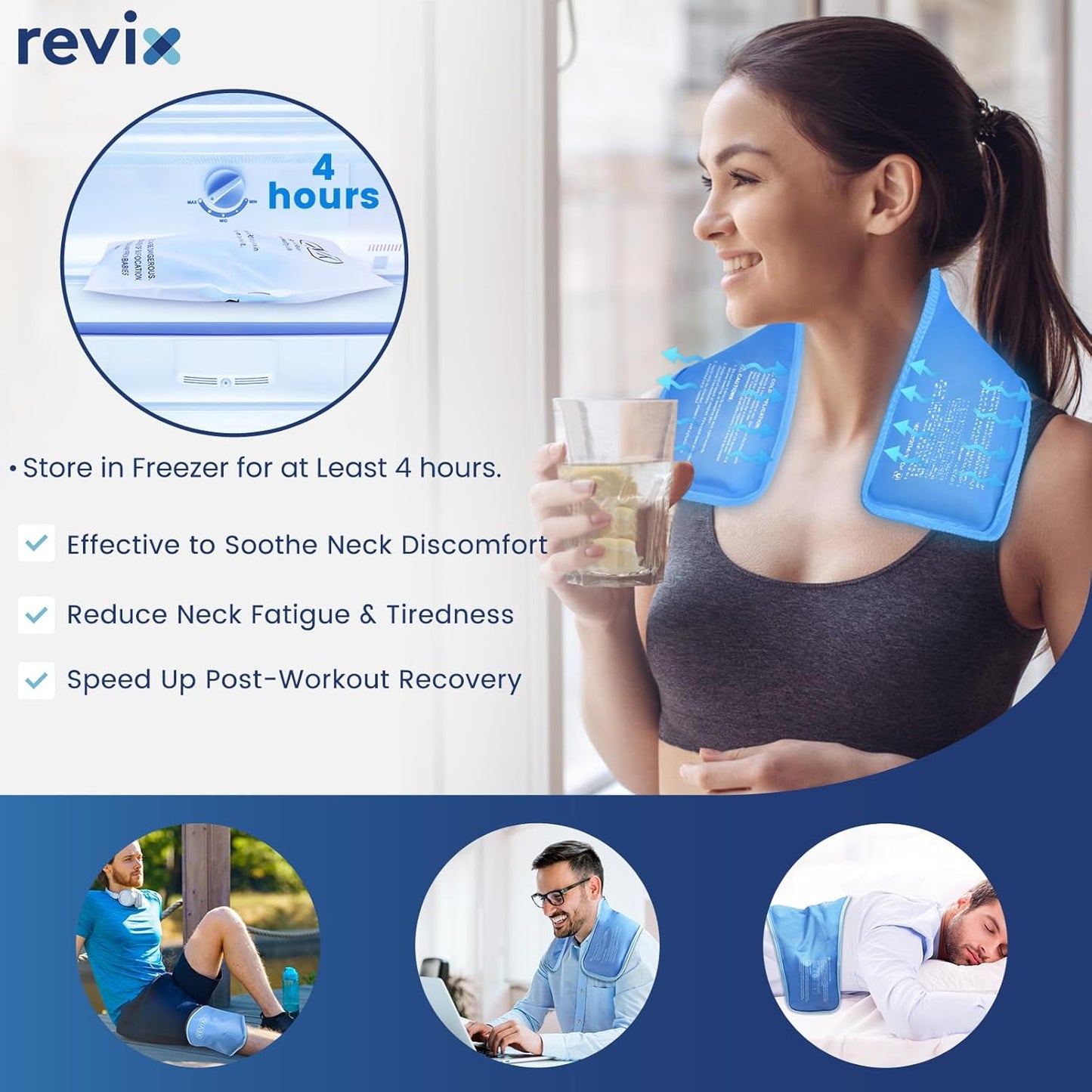 REVIX Neck Ice Pack: Reusable Shoulder Cooling Wrap for Comfort & Recovery. Hot Cold Gel Pack for Post-Workout Fatigue with Soft Plush Lining - Espot.com.au