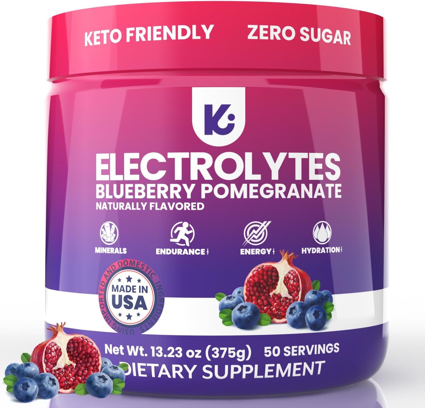 USA Made Keppi Keto Electrolytes Powder - Sugar-Free Hydration & Recovery Drink with Blueberry Pomegranate Flavor - Easy Mixing, No Clumps - Espot.com.au