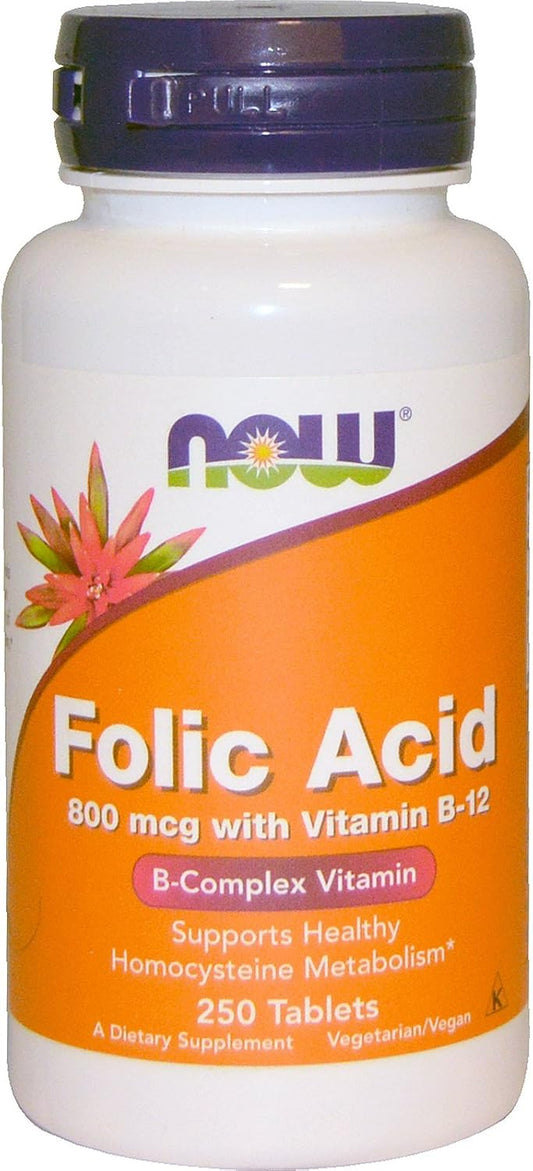 NOW Folic Acid 800mcg Tablets - 1000 Count Pack - Espot.com.au