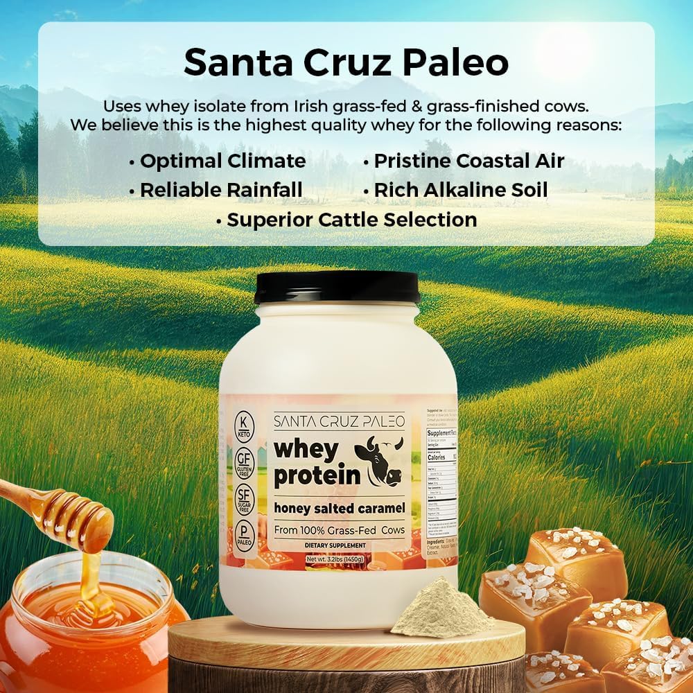 santa-cruz-paleo-whey-protein-powder---honey-salted-caramel-flavor---20g-grass-fed-whey-protein-isolate---gluten-free-keto-sugar-free---post-workout-muscle-support---50-servings---32-lb-tub-2