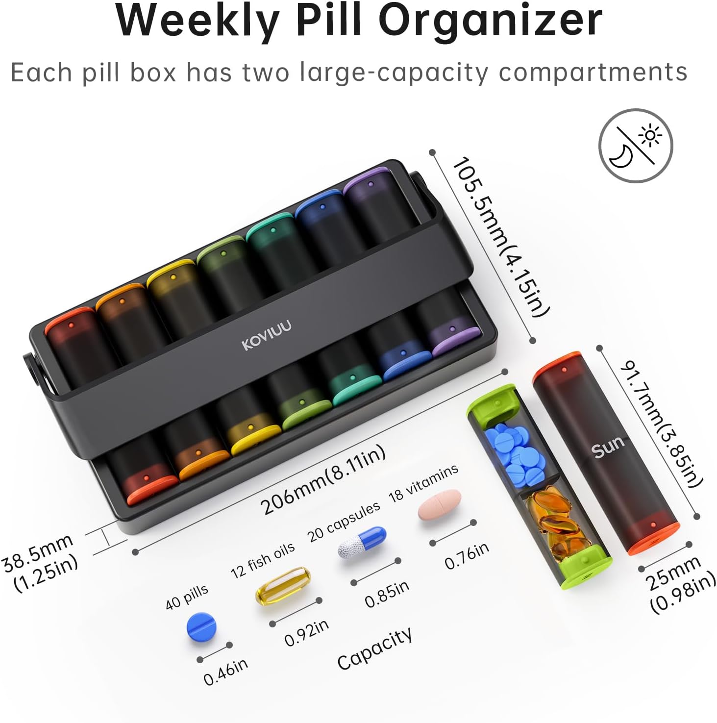 koviuu-weekly-pill-organizer-set---twice-daily-three-times-daily---translucent-black-and-black-color-options-7