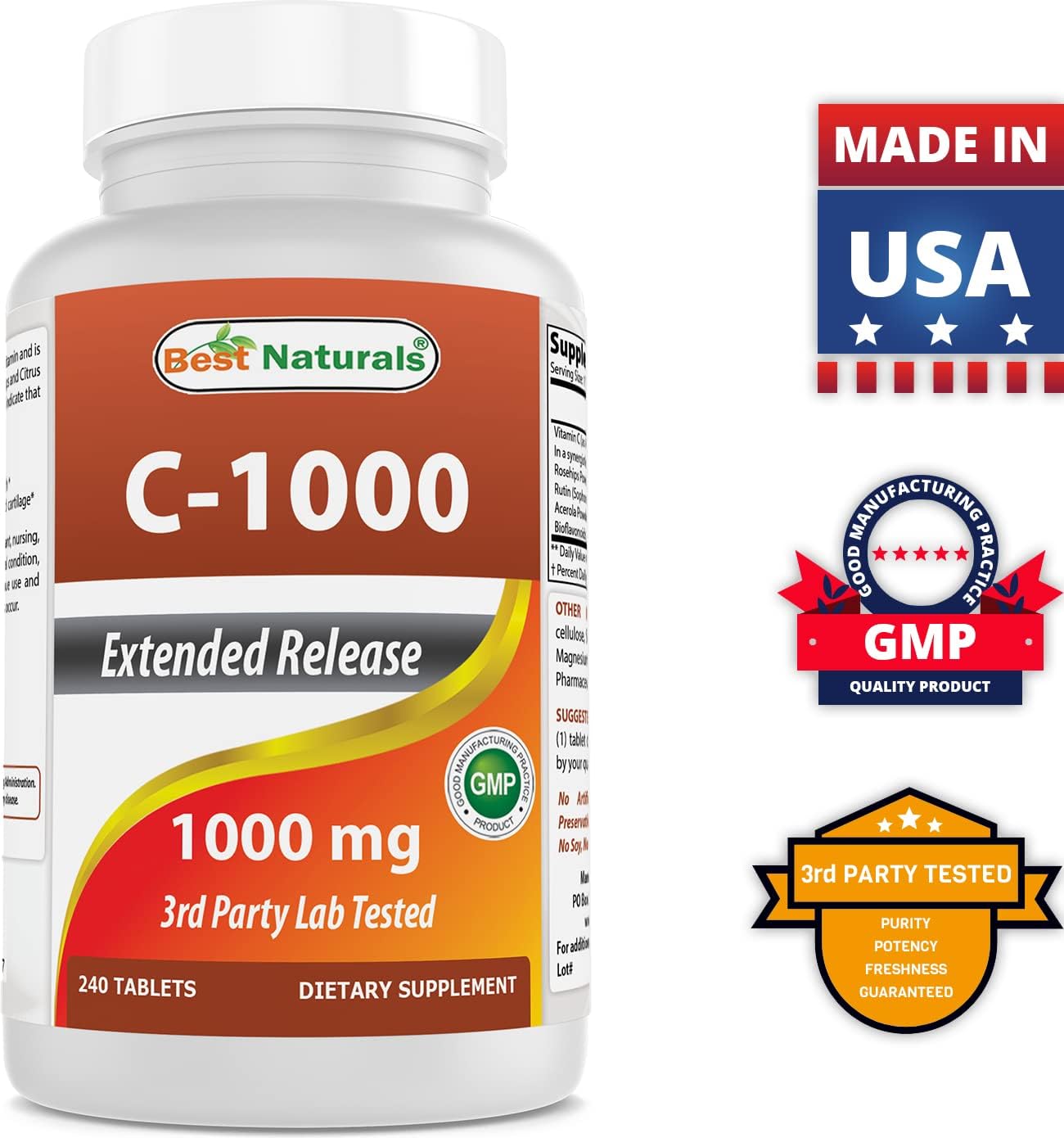 High Potency Vitamin A 25000 IU & C 1000 mg Capsules for Immune Support and Skin Health - Best Naturals - Espot.com.au