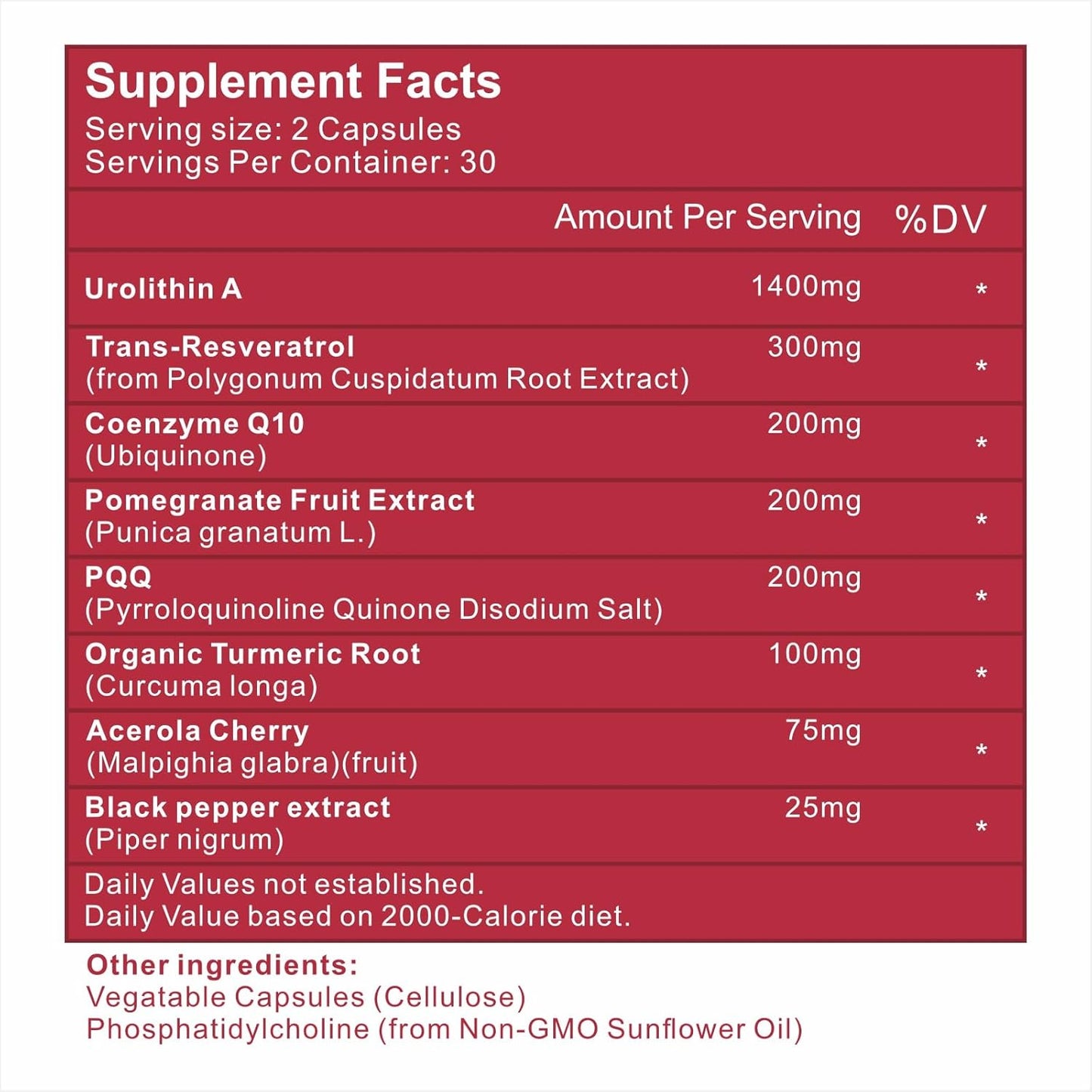 Premium Liposomal Urolithin A Supplement 2500mg with Resveratrol, CoQ10, Pomegranate Extract - Boost Cellular Energy, Gluten-Free - 180 Capsules - Espot.com.au