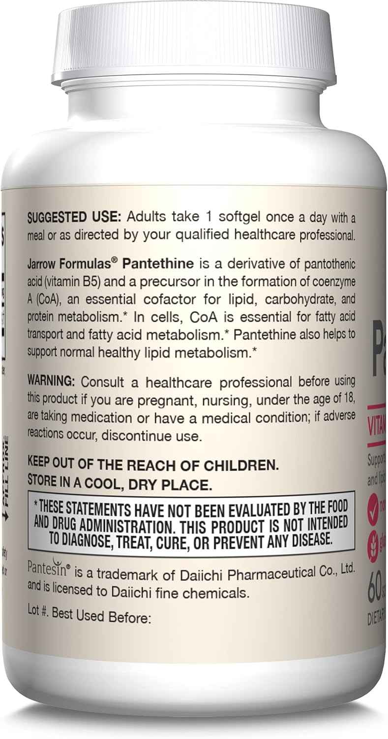 Pantethine 450mg Softgels - Coenzyme A Precursor - Heart Health & Metabolism Support - Pantothenic Acid Supplement - 60 Servings